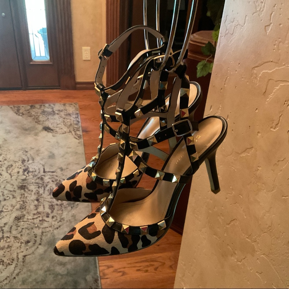 Women’s BCBG Leopard Heel Dressy Studded Shoes